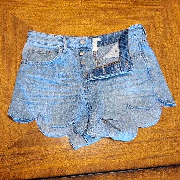 H&M Pants - H&M Light Blue Scalloped Button Fly Denim Shorts